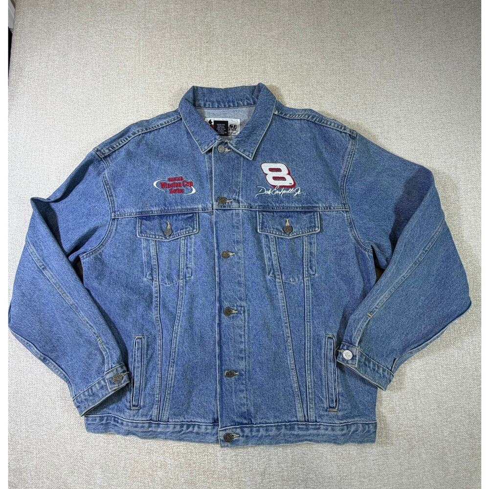 Chase Authentics Women's Blue XL Dale Earnhardt Jr NASCAR Racing Denim Jacket